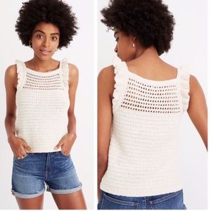 Madewell cream crocheted ruffle tank